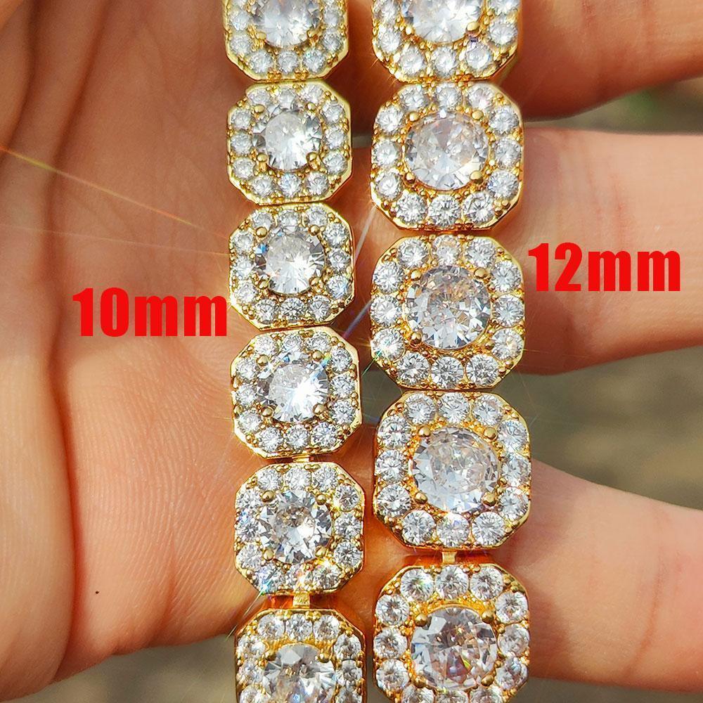 CARÁTIX 10mm/12mm Clustered CZ Tennis Chain Necklace – High-End Luxury Cubic Zircon Jewelry for Women - CaratixJewelry