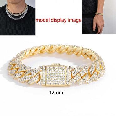 CARÁTIX 12MM 2-Row Cuban Link Chain Necklace – Copper Hip Hop Jewelry with CZ Stones for Men & Women - CaratixJewelry