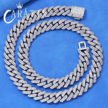 CARÁTIX 12MM 2-Row Miami Cuban Chain Necklace – Copper & CZ Iced Out Hip Hop Jewelry for Men & Women - CaratixJewelry