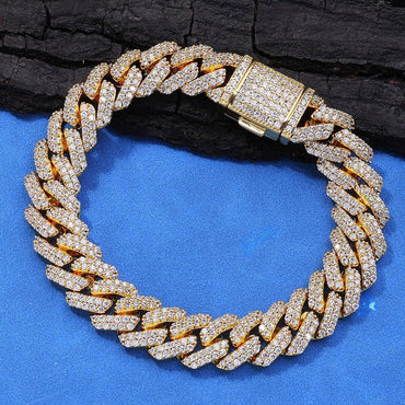 CARÁTIX 12MM 2-Row Miami Cuban Chain Necklace – Copper & CZ Iced Out Hip Hop Jewelry for Men & Women - CaratixJewelry