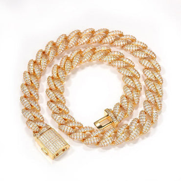 CARÁTIX 12mm 3-Row Cuban Chain | CZ Iced Out Hip Hop Necklace for Men - CaratixJewelry