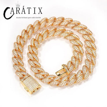 CARÁTIX 12mm 3-Row Cuban Chain | CZ Iced Out Hip Hop Necklace for Men - CaratixJewelry