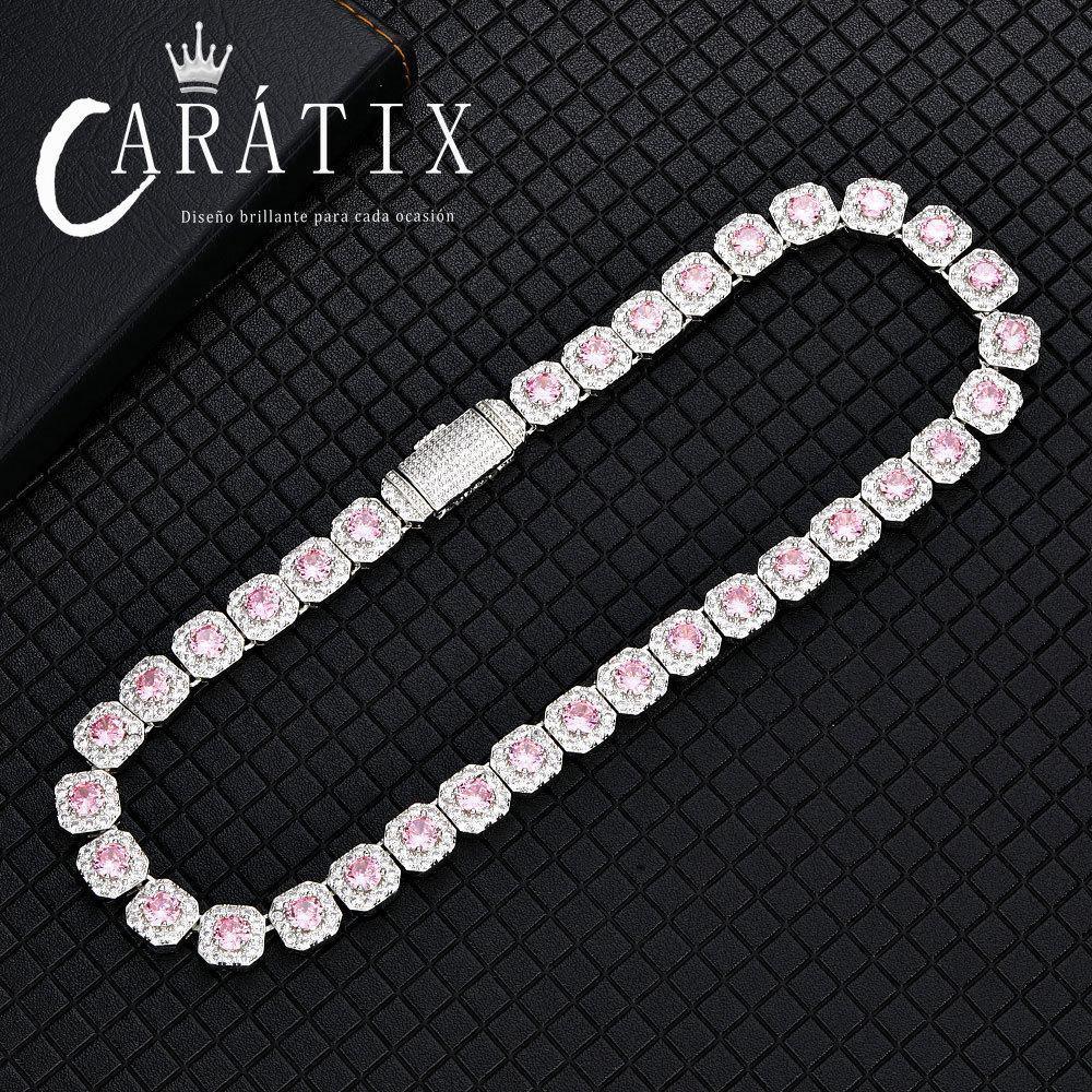 CARÁTIX 12mm Blue CZ Cluster Tennis Chain – Silver-Plated Jumbo Square Cubic Zirconia Necklace for Men - CaratixJewelry