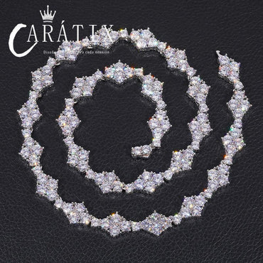 CARÁTIX 12mm Flower CZ Tennis Chain Necklace – 5A+ Iced Out Hip Hop Bling Jewelry for Men & Women - CaratixJewelry