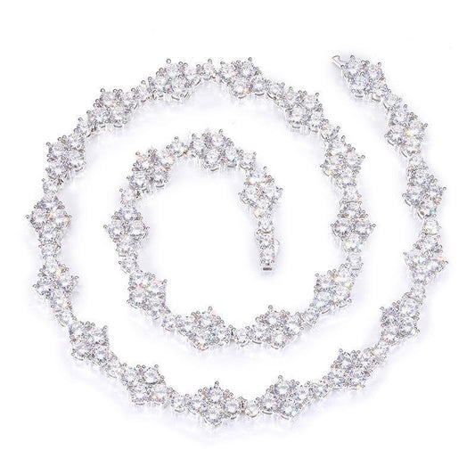 CARÁTIX 12mm Flower CZ Tennis Chain Necklace – 5A+ Iced Out Hip Hop Bling Jewelry for Men & Women - CaratixJewelry