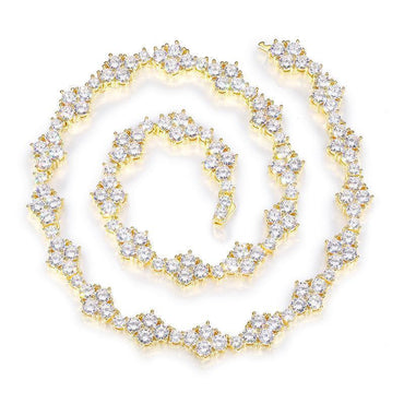 CARÁTIX 12mm Flower CZ Tennis Chain Necklace – 5A+ Iced Out Hip Hop Bling Jewelry for Men & Women - CaratixJewelry