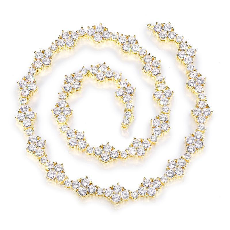 CARÁTIX 12mm Flower CZ Tennis Chain Necklace – 5A+ Iced Out Hip Hop Bling Jewelry for Men & Women - CaratixJewelry