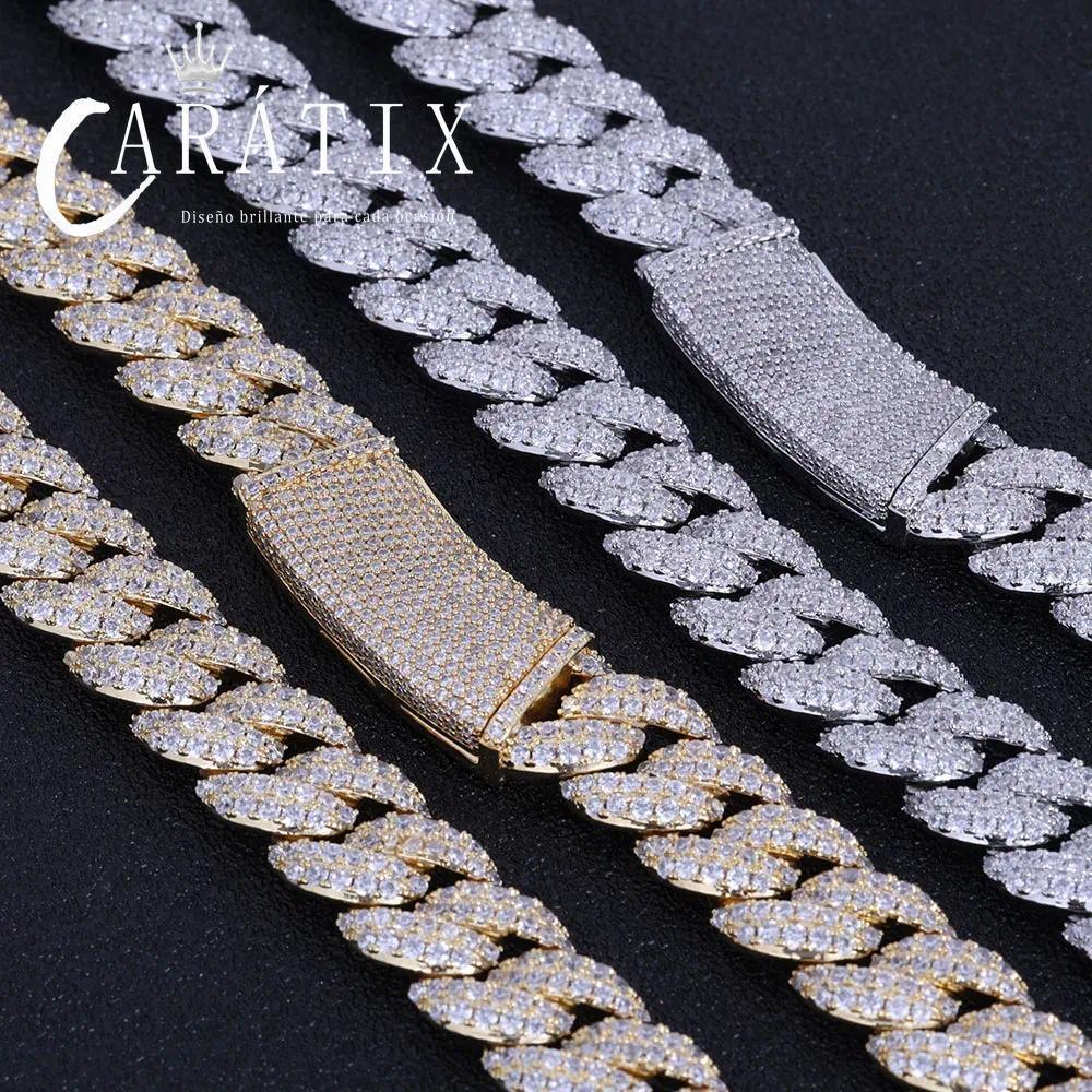 CARÁTIX 13MM 2-Row Cuban Chain Necklace – Hip Hop CZ Bubble Jewelry for Men & Women - CaratixJewelry