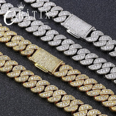 CARÁTIX 14MM Miami Cuban Chain Necklace – Brass Hip Hop Jewelry with Full Pave CZ for Men & Women - CaratixJewelry