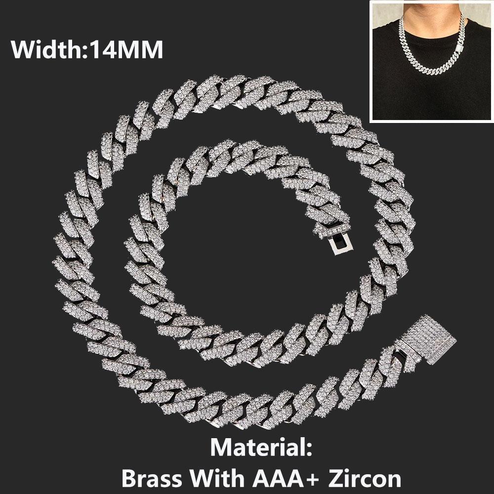 CARÁTIX – 14mm Rhombus Cuban Link Chain Necklace & Bracelet Set | Brass CZ Box Buckle Jewelry for Men - CaratixJewelry