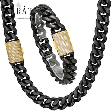 CARÁTIX – 14mm Round Cuban Miami Link Chain Necklace | Iced Out Bling Hip Hop Jewelry for Men & Women, Rapper Street Style - CaratixJewelry