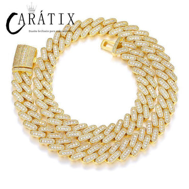 CARÁTIX – 14mm Solid Rhombus Cuban Miami Link Chain Necklace | 5A CZ Bling Iced Hip Hop Jewelry for Men - CaratixJewelry