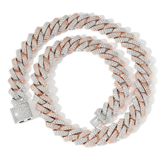 CARÁTIX 14mm Two Tone Cuban Chain | 5A+ CZ Iced Out Claw Set Hip Hop Necklace for Men - CaratixJewelry