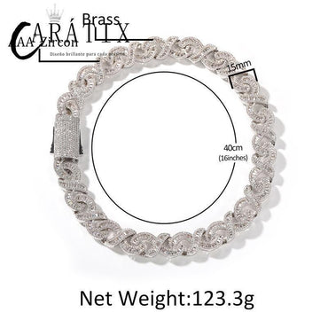 CARÁTIX 15mm Infinity Link Chain Necklace – 5A+ CZ Iced Out Hip Hop Bling Jewelry for Men | Gold & Silver Rapper Gift - CaratixJewelry