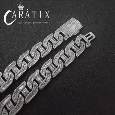 CARÁTIX – 16mm Bling Zircon Pig Nose Cuban Link Chain Necklace | Custom Hip Hop Jewelry for Men - CaratixJewelry