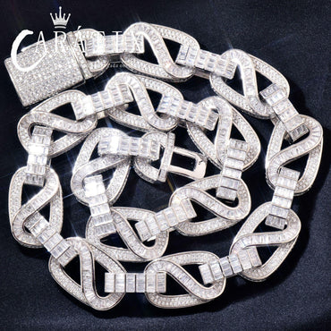 CARÁTIX 18mm / 20mm T Square Cuban Link Chain Necklace – Iced Out Hip Hop Jewelry for Men | Trendy Rapper Bracelet Style - CaratixJewelry