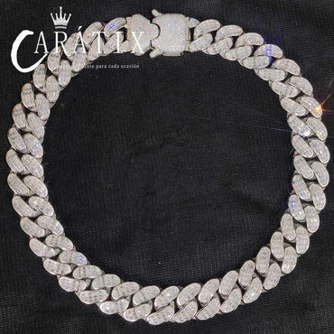 CARÁTIX 18MM 3-Row Cuban Chain Necklace – Thick CZ Prong Hip Hop Choker for Men & Women - CaratixJewelry