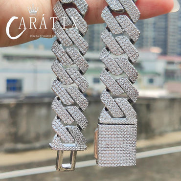 CARÁTIX – 20mm 3-Row Thick Cuban Link Chain Necklace | Bling Iced Hip Hop Jewelry for Men - CaratixJewelry