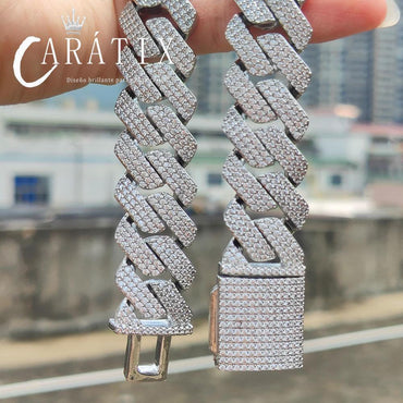 CARÁTIX – 20mm 3-Row Thick Cuban Link Chain Necklace | Bling Iced Hip Hop Jewelry for Men - CaratixJewelry