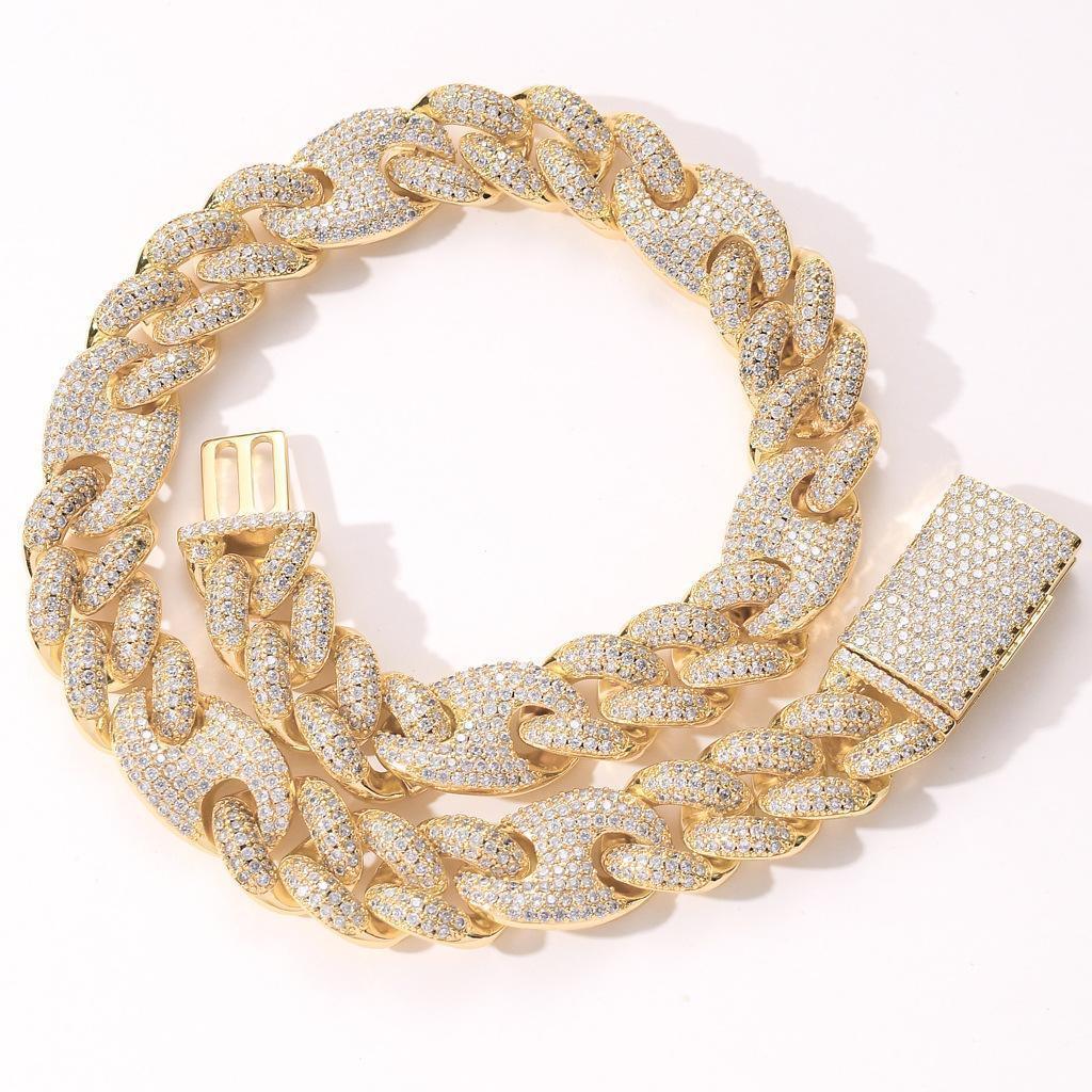 CARÁTIX 20mm Coffee Bean Cuban Link Chain Necklace – 5A+ CZ Iced Out Heavy Hip Hop Bling Jewelry for Men | Solid Rapper Gift - CaratixJewelry