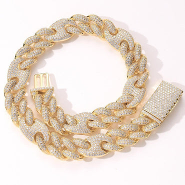 CARÁTIX 20mm Coffee Bean Cuban Link Chain Necklace – 5A+ CZ Iced Out Heavy Hip Hop Bling Jewelry for Men | Solid Rapper Gift - CaratixJewelry