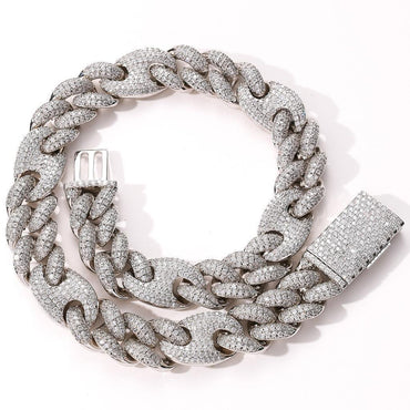 CARÁTIX 20mm Coffee Bean Cuban Link Chain Necklace – 5A+ CZ Iced Out Heavy Hip Hop Bling Jewelry for Men | Solid Rapper Gift - CaratixJewelry