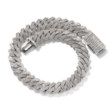 CARÁTIX 20mm Iced Out Cuban Link Chain Necklace – Heavy CZ Rhombus Hip Hop Bling Jewelry for Men | Rapper Curb Choker Gift - CaratixJewelry