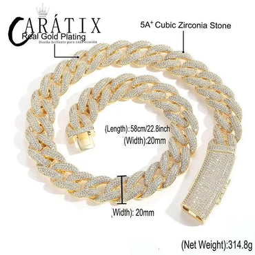 CARÁTIX 20mm Long Buckle Cuban Chain | 5A+ CZ Iced Out Hip Hop Necklace for Men - CaratixJewelry