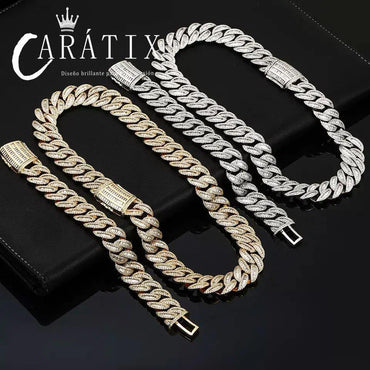 CARÁTIX – 20mm Rectangle Miami Cuban Link Chain | Solid CZ Iced Out Choker Necklace for Men & Women - CaratixJewelry