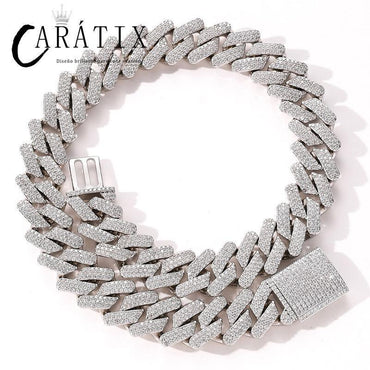 CARÁTIX 20mm Rhombus Cuban Chain Set | 3A+ CZ Iced Out Hip Hop Necklace & Bracelet for Men - CaratixJewelry