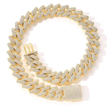 CARÁTIX 20mm Rhombus Cuban Chain Set | 3A+ CZ Iced Out Hip Hop Necklace & Bracelet for Men - CaratixJewelry