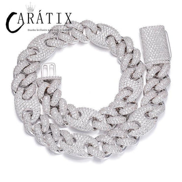 CARÁTIX – 20mm Solid Coffee Bean Cuban Miami Link Chain Necklace | 5A+ CZ Bling Iced Hip Hop Jewelry for Men - CaratixJewelry