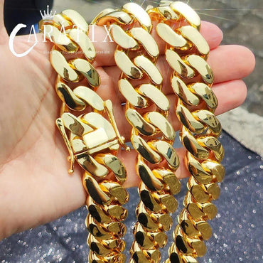 CARÁTIX 22MM Miami Cuban Link Chain Necklace – Brass Hip Hop Jewelry, Thick & Bold for Men & Women - CaratixJewelry