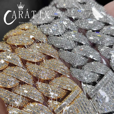 CARÁTIX 24mm 4 Row Cuban Link Chain Necklace – CZ Prong Iced Out Thick Brass Hip Hop Bling Jewelry for Men | Gift - CaratixJewelry