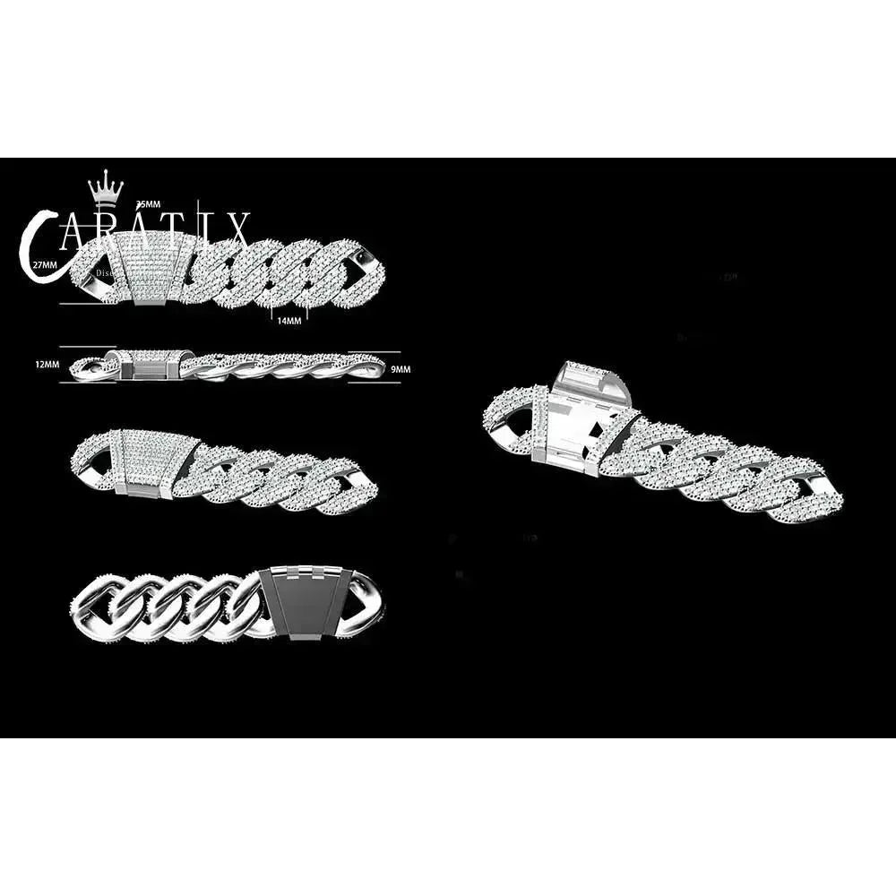 CARÁTIX 24mm 4 Row Cuban Link Chain Necklace – CZ Prong Iced Out Thick Brass Hip Hop Bling Jewelry for Men | Gift - CaratixJewelry