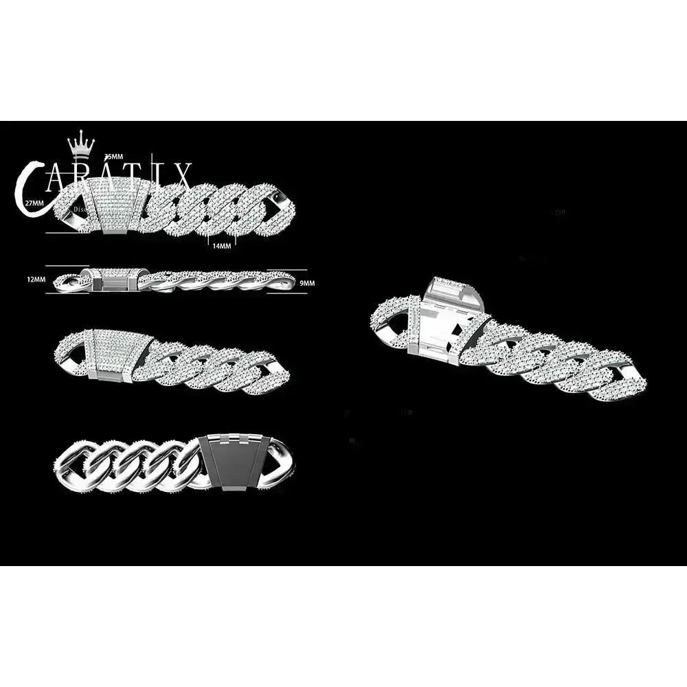 CARÁTIX 24mm 4 Row Cuban Link Chain Necklace – CZ Prong Iced Out Thick Brass Hip Hop Bling Jewelry for Men | Gift - CaratixJewelry