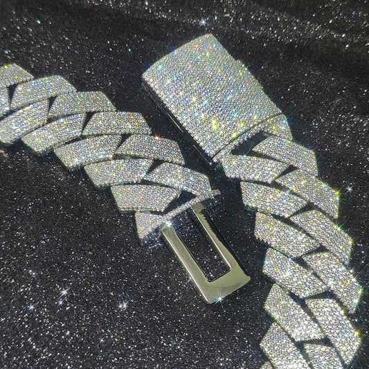 CARÁTIX 25MM 6-Row Cuban Chain Necklace – Thick CZ Prong Hip Hop Jewelry for Men & Women - CaratixJewelry