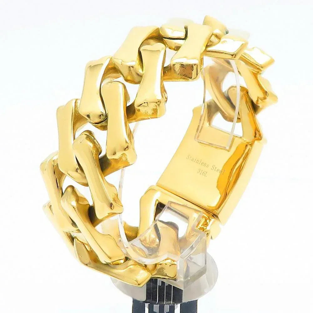 CARÁTIX 32mm Gold-Plated Stainless Steel Cuban Link Chain Necklace – Bold Hip Hop Jewelry for Men - CaratixJewelry