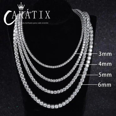 CARÁTIX 3–5mm 5A CZ Tennis Chain Necklace – Single Row Bling Cubic Zirconia Jewelry for Men & Women - CaratixJewelry