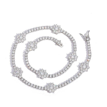 CARÁTIX 3mm Plum Flower Tennis Chain | Iced Out Hip Hop Choker Necklace for Women - CaratixJewelry