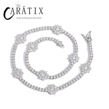 CARÁTIX 3mm Plum Flower Tennis Chain | Iced Out Hip Hop Choker Necklace for Women - CaratixJewelry