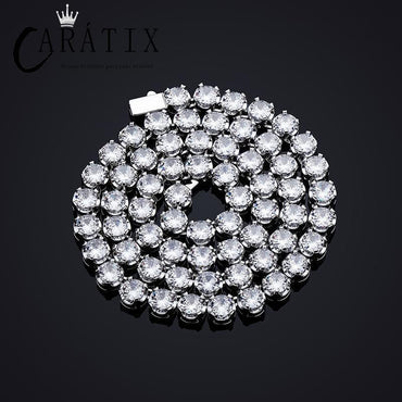 CARÁTIX 4-Claw Round CZ Iced Out Tennis Link Choker Necklace - CaratixJewelry