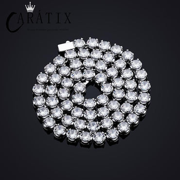 CARÁTIX 4-Claw Round CZ Iced Out Tennis Link Choker Necklace - CaratixJewelry
