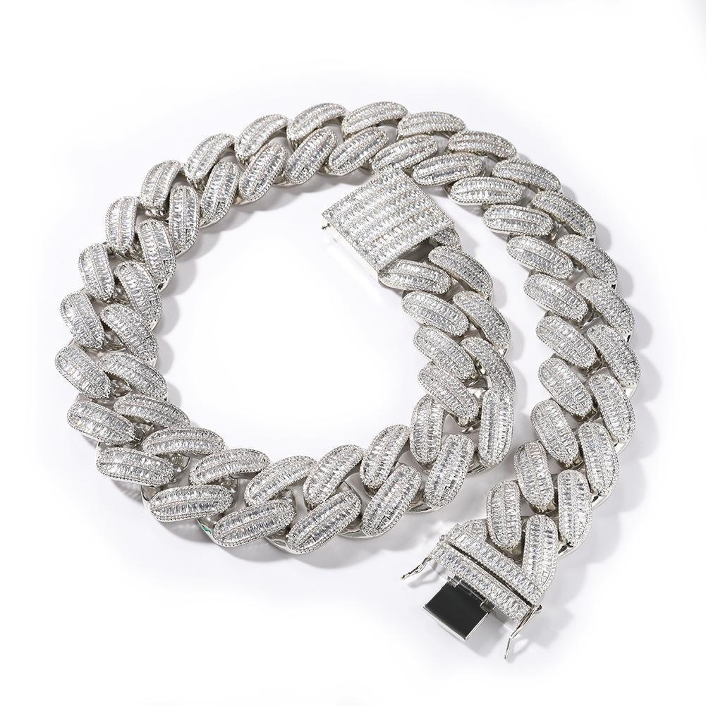 CARÁTIX 40mm Baguette Cuban Chain Necklace – CZ Iced Out Hip Hop Bling Jewelry for Men | Ladder Design Statement Piece - CaratixJewelry