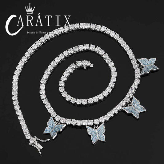 CARÁTIX 4mm Iced Out CZ Butterfly Tennis Link Choker Necklace - CaratixJewelry