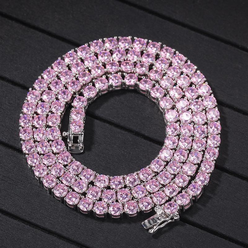 CARÁTIX 4mm Pink/Blue CZ Iced Out Tennis Choker Necklace - CaratixJewelry
