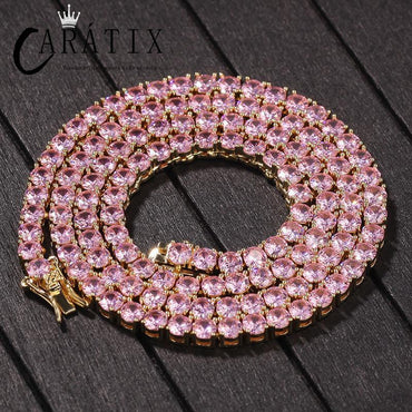CARÁTIX 4mm Pink/Blue CZ Iced Out Tennis Choker Necklace - CaratixJewelry