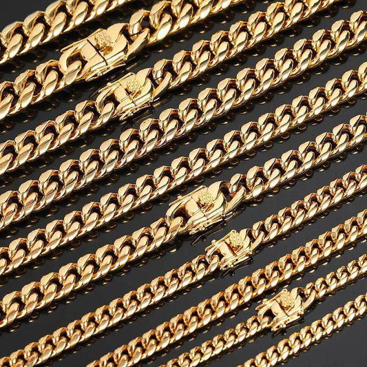 CARÁTIX 6mm Gold 316L Stainless Steel Cuban Link Chain Necklace – High Polished Men’s Jewelry Gift - CaratixJewelry