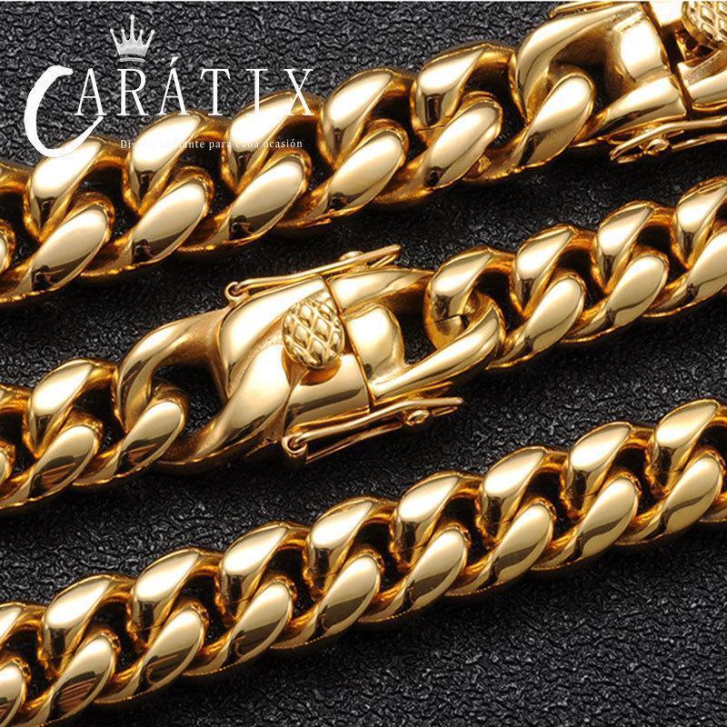 CARÁTIX 6mm Gold 316L Stainless Steel Cuban Link Chain Necklace – High Polished Men’s Jewelry Gift - CaratixJewelry