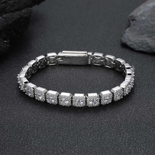 CARÁTIX 7mm Zircon Cluster Tennis Chain Necklace – Long Clasp Bling Choker Jewelry for Women - CaratixJewelry